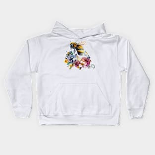 Floral Bee Watercolor Kids Hoodie